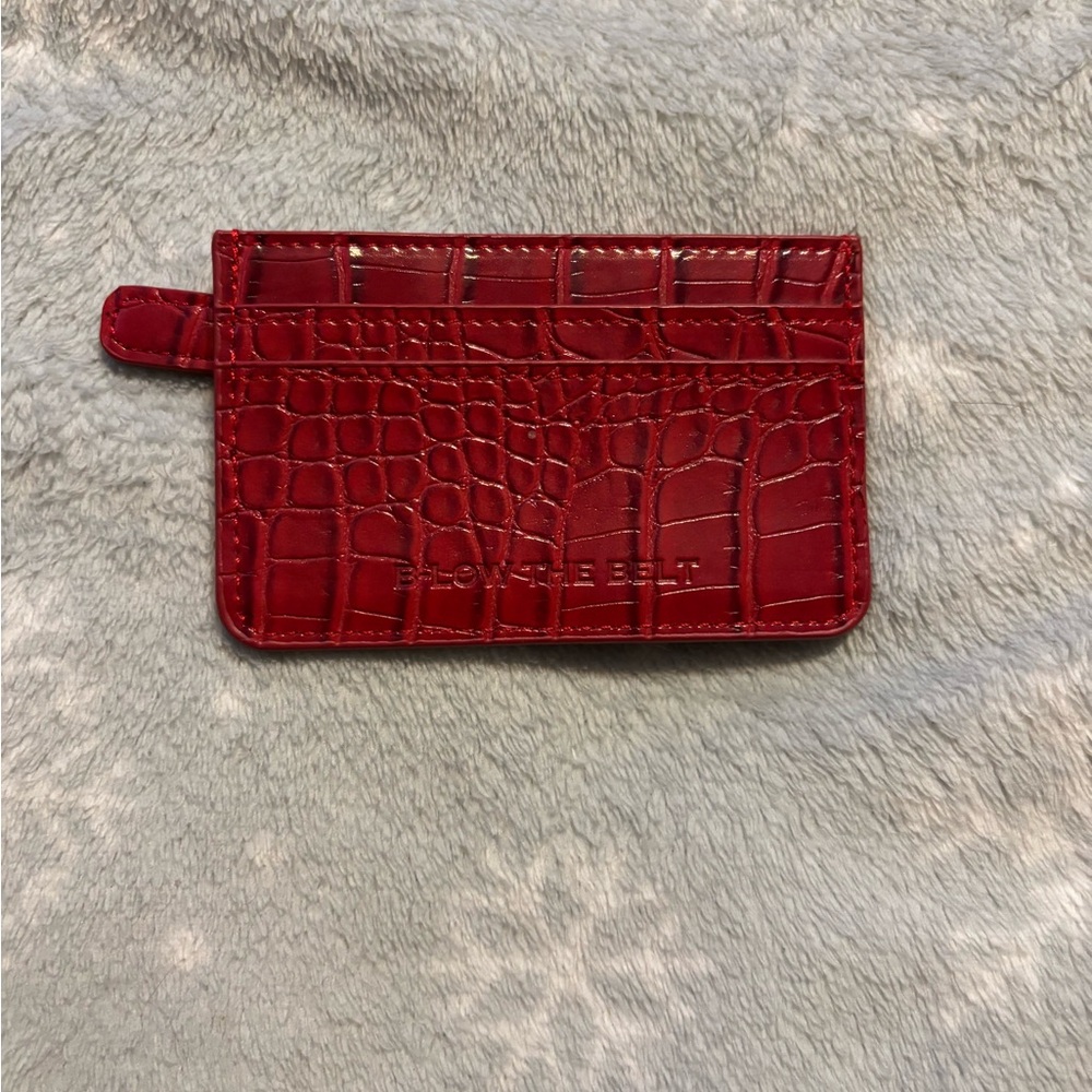 B-Low the Belt Red Croc Embossed Card Holder